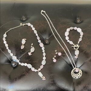 Elegant Silver and Pink Jewelry Sets (2)